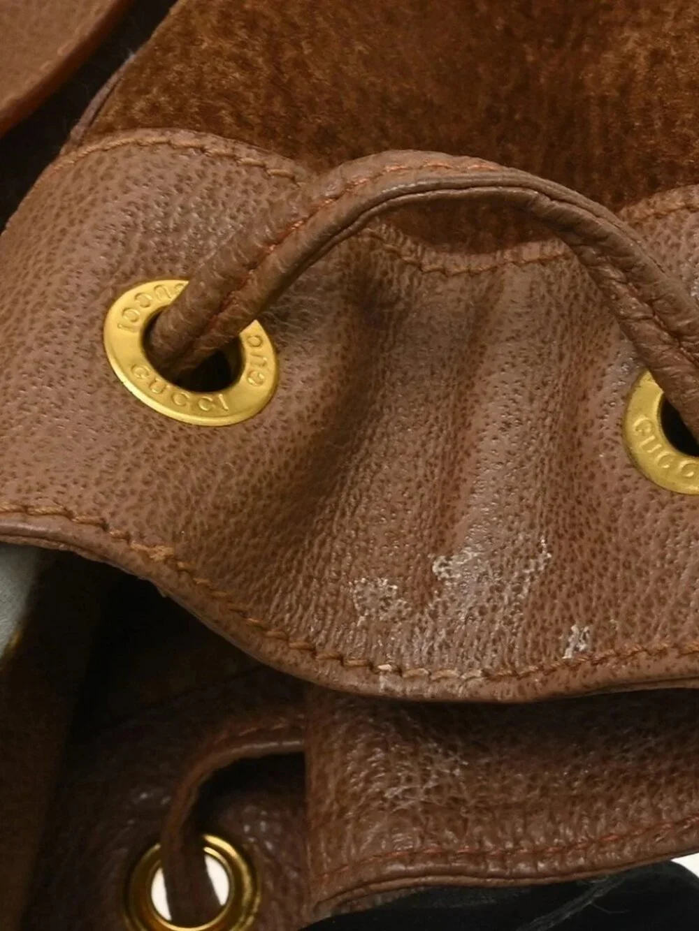 Gucci Brown Suede Bamboo Backpack